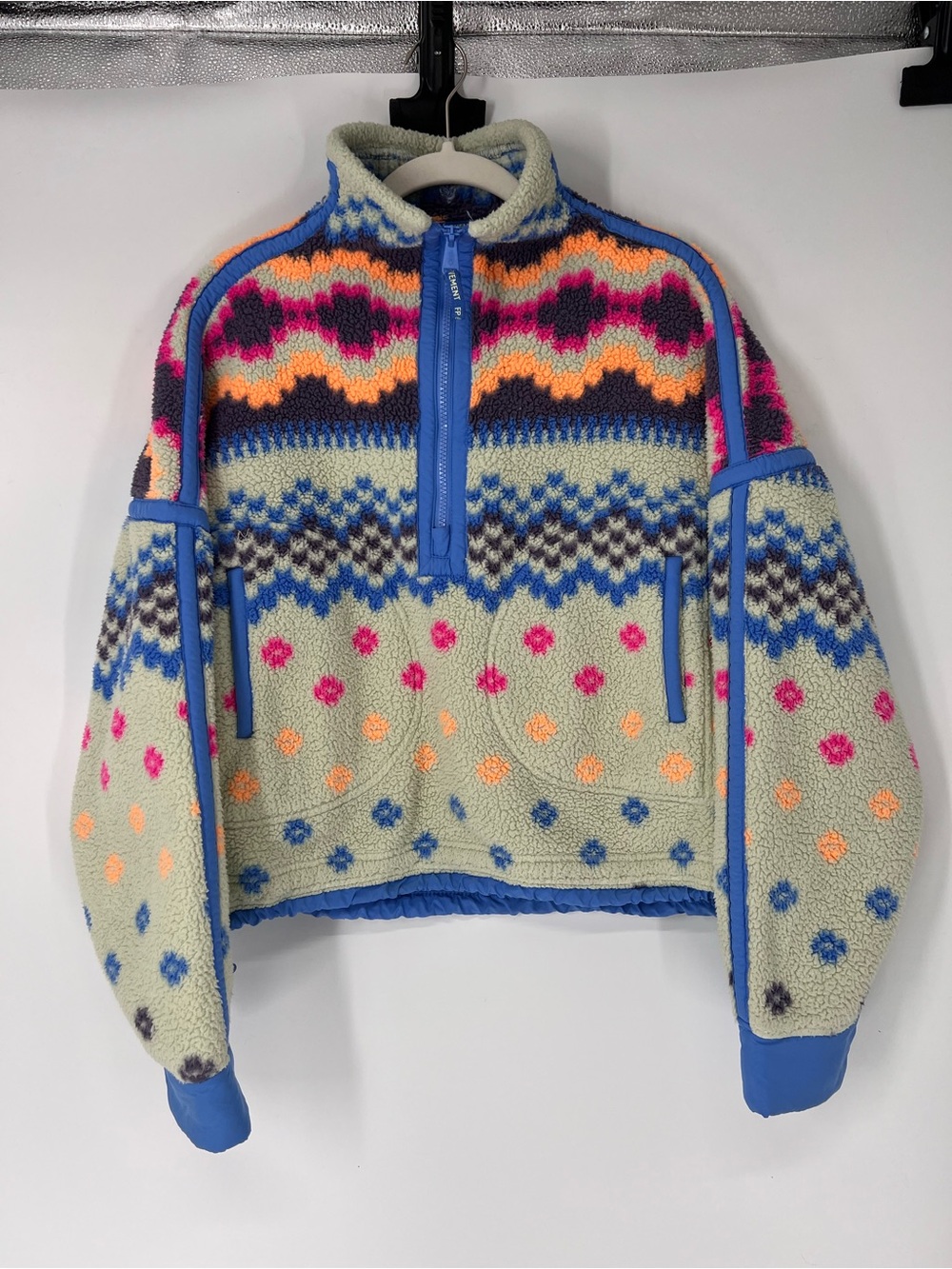 Free People Mountain High Fleece Multicolor Aztec Sherpa Half-Zip Turtleneck S